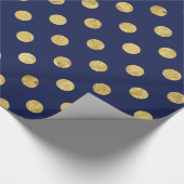 Elegant Gold Foil Polka Dot Pattern - Gold & Blue Cadeaupapier (Hoek)