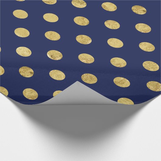Elegant Gold Foil Polka Dot Pattern - Gold & Blue Cadeaupapier (Hoek)