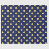 Elegant Gold Foil Polka Dot Pattern - Gold & Blue Cadeaupapier (Vlak)