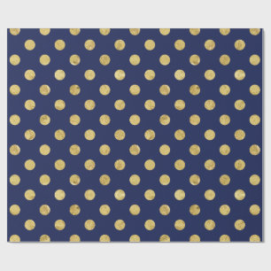 Elegant Gold Foil Polka Dot Pattern - Gold & Blue Cadeaupapier