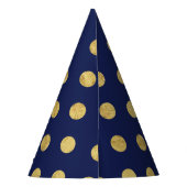 Elegant Gold Foil Polka Dot Pattern - Gold & Blue Feesthoedjes (Achterkant)
