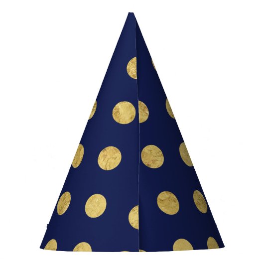 Elegant Gold Foil Polka Dot Pattern - Gold & Blue Feesthoedjes (Achterkant)