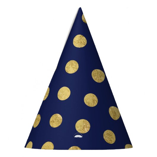 Elegant Gold Foil Polka Dot Pattern - Gold & Blue Feesthoedjes (Links)