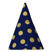 Elegant Gold Foil Polka Dot Pattern - Gold & Blue Feesthoedjes (Rechts)