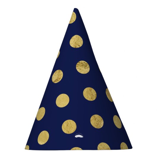 Elegant Gold Foil Polka Dot Pattern - Gold & Blue Feesthoedjes (Rechts)