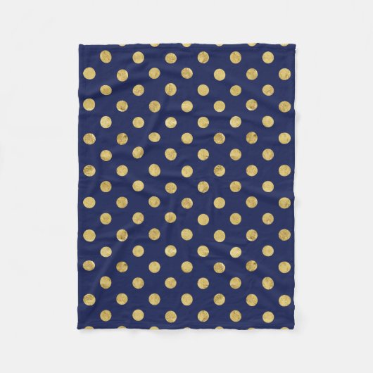 Elegant Gold Foil Polka Dot Pattern - Gold & Blue Fleece Deken (Voorkant)
