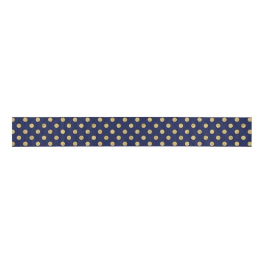 Elegant Gold Foil Polka Dot Pattern - Gold & Blue Grosgrain Lint (Voorkant)