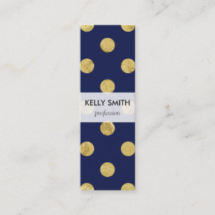 Elegant Gold Foil Polka Dot Pattern - Gold & Blue Mini Visitekaartje