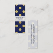 Elegant Gold Foil Polka Dot Pattern - Gold & Blue Mini Visitekaartje (Voorkant / Achterkant)