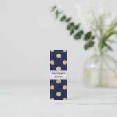 Elegant Gold Foil Polka Dot Pattern - Gold & Blue Mini Visitekaartje (Staand voorkant)