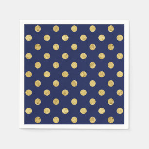 Elegant Gold Foil Polka Dot Pattern - Gold & Blue Servet