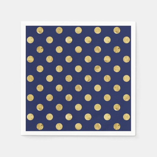 Elegant Gold Foil Polka Dot Pattern - Gold & Blue Servet (Voorkant)