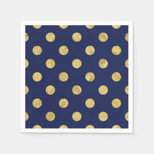 Elegant Gold Foil Polka Dot Pattern - Gold & Blue Servetten
