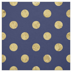 Elegant Gold Foil Polka Dot Pattern - Gold & Blue Stof
