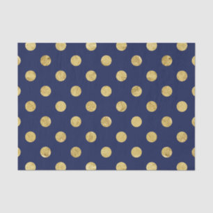 Elegant Gold Foil Polka Dot Pattern - Gold & Blue Tissuepapier
