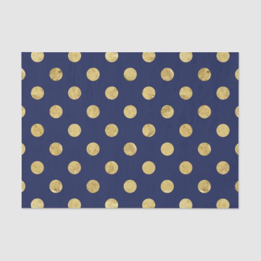 Elegant Gold Foil Polka Dot Pattern - Gold & Blue Tissuepapier (Voorkant)