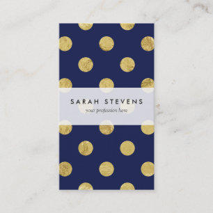 Elegant Gold Foil Polka Dot Pattern - Gold & Blue Visitekaartje