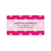 Elegant Gold Foil Polka Dot Pattern - Gold & Pink Etiket (Voorkant)