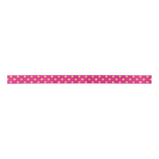 Elegant Gold Foil Polka Dot Pattern - Gold & Pink Satijnen Lint (Voorkant)