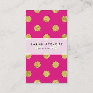 Elegant Gold Foil Polka Dot Pattern - Gold & Pink Visitekaartje