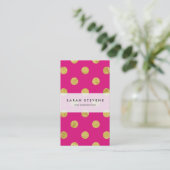 Elegant Gold Foil Polka Dot Pattern - Gold & Pink Visitekaartje (Staand voorkant)