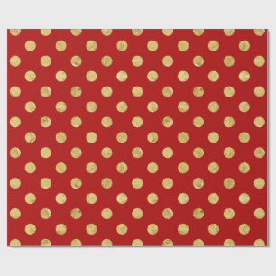 Elegant Gold Foil Polka Dot Pattern - Gold & Red Cadeaupapier