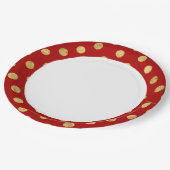 Elegant Gold Foil Polka Dot Pattern - Gold & Red Papieren Bordje (Gekanteld)