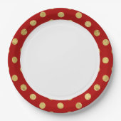 Elegant Gold Foil Polka Dot Pattern - Gold & Red Papieren Bordje (Voorkant)