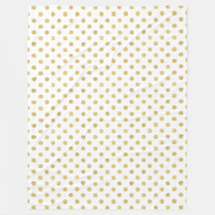 Elegant Gold Foil Polka Dot Pattern - Gold & White Fleece Deken