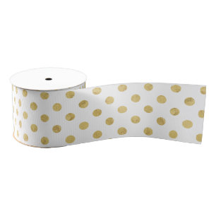 Elegant Gold Foil Polka Dot Pattern - Gold & White Grosgrain Lint