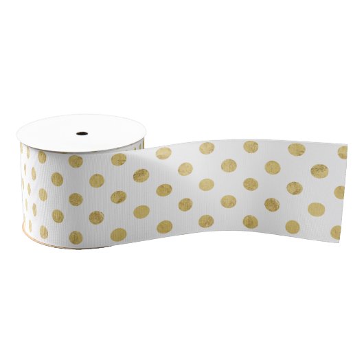 Elegant Gold Foil Polka Dot Pattern - Gold & White Grosgrain Lint (Spoel)