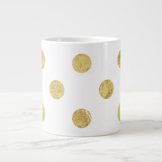 Elegant Gold Foil Polka Dot Pattern - Gold & White Grote Koffiekop (Voorkant)