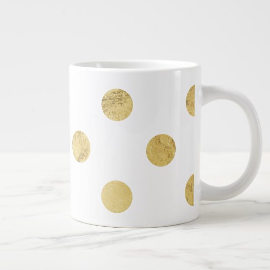 Elegant Gold Foil Polka Dot Pattern - Gold & White Grote Koffiekop (Rechts)