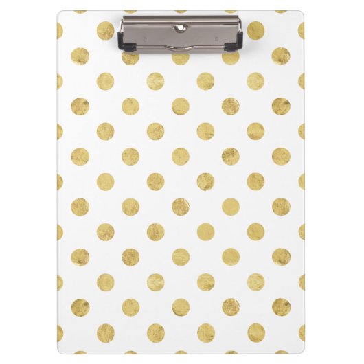 Elegant Gold Foil Polka Dot Pattern - Gold & White Klembord (Voorkant)