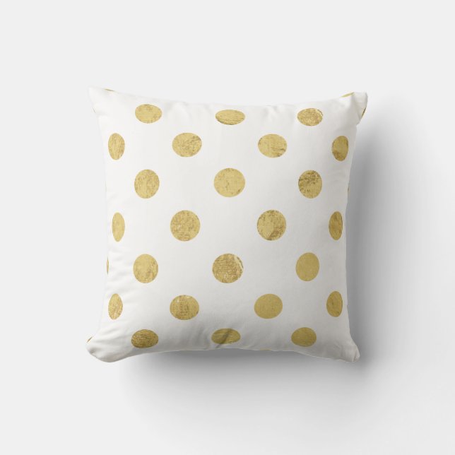 Elegant Gold Foil Polka Dot Pattern - Gold & White Kussen (Voorkant)