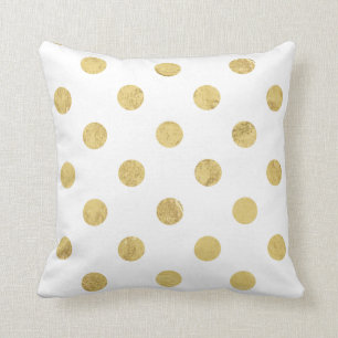 Elegant Gold Foil Polka Dot Pattern - Gold & White Kussen