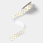 Elegant Gold Foil Polka Dot Pattern - Gold & White Satijnen Lint (Achterkant)