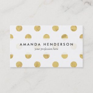 Elegant Gold Foil Polka Dot Pattern - Gold & White Visitekaartje