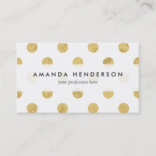Elegant Gold Foil Polka Dot Pattern - Gold & White Visitekaartje (Voorkant)