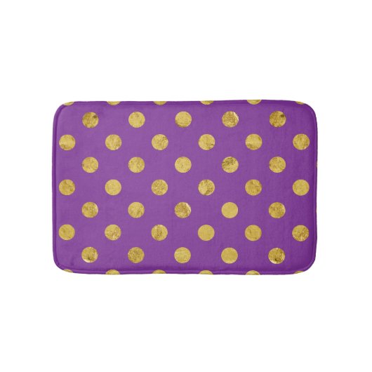 Elegant Gold Foil Polka Dot Pattern - Paars Badmat (Voorkant)