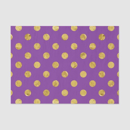 Elegant Gold Foil Polka Dot Pattern - Paars Tissuepapier (Voorkant)