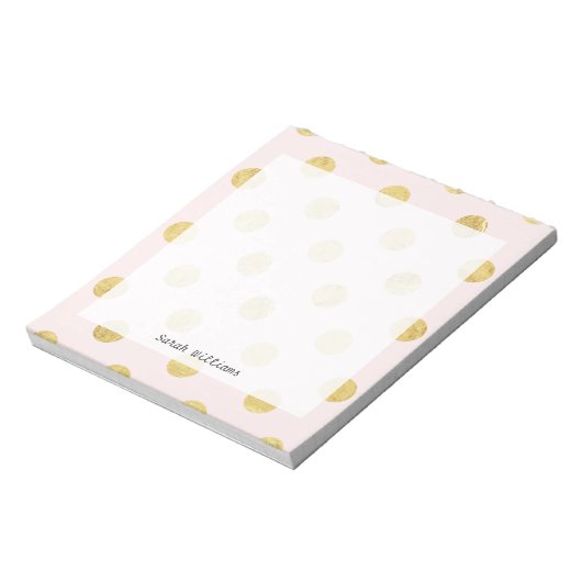 Elegant Gold Foil Polka Dot Pattern - Roze & Gold Notitieblok (Linkerzijde)