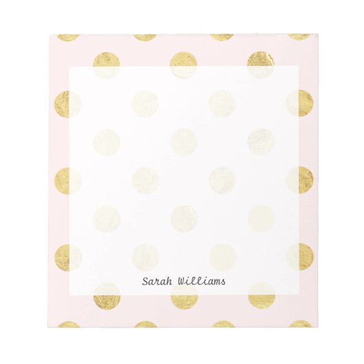Elegant Gold Foil Polka Dot Pattern - Roze & Gold Notitieblok (Voorkant)