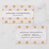 Elegant Gold Foil Polka Dot Pattern - Roze & Gold Visitekaartje (Voorkant / Achterkant)