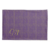 Elegant Gold Foil Polka Dots op Paarse monogram Kussensloop (Achterkant-Links)