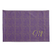 Elegant Gold Foil Polka Dots op Paarse monogram Kussensloop (Achterkant-Rechts)
