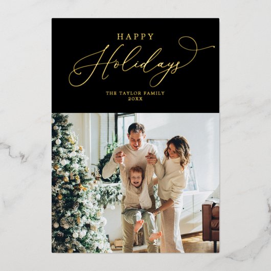 Elegant Gold Foil Prettige feestdagen kerst (Voorkant)