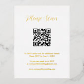 Elegant Gold Foil QR Code Wedding Enclosure Kaart (Voorkant)