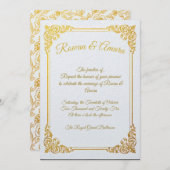 Elegant Gold Foil Royal Wedding Invitation Kaart (Voorkant / Achterkant)