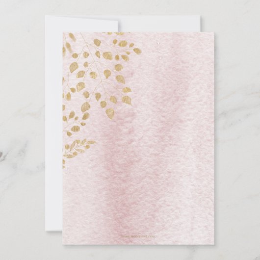 Elegant Gold Foil roze Butterfly Baby shower Invi Kaart (Achterkant)